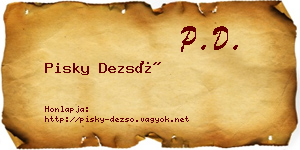 Pisky Dezső névjegykártya